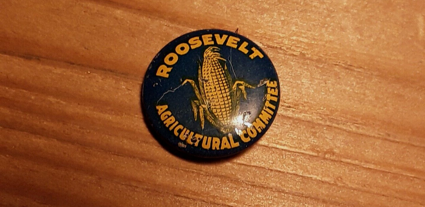 1930s President FDR ROOSEVELT AGRICULTURAL COMMITTEE PINBACK BUTTON Greenduck