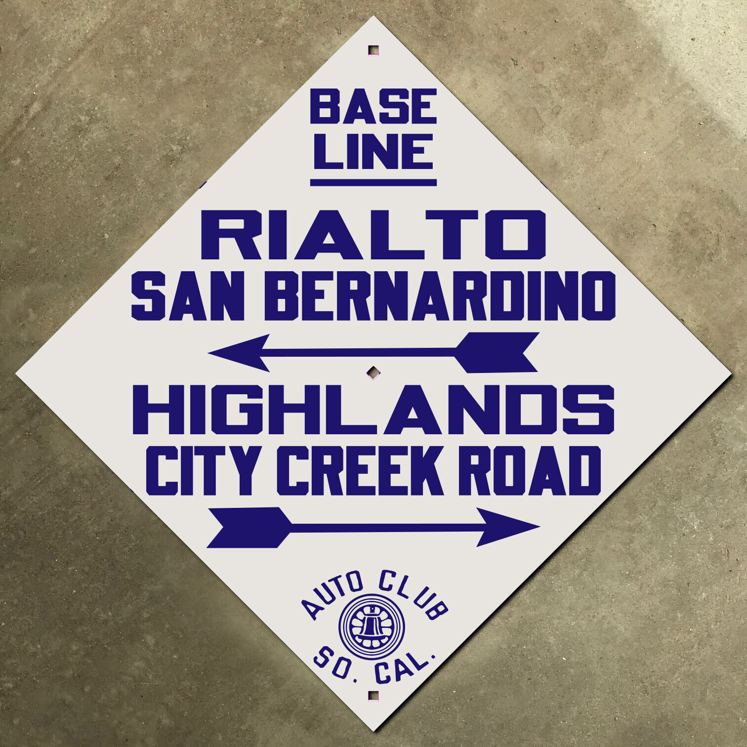 Base Line Rialto San Bernardino California ACSC highway road sign auto club AAA