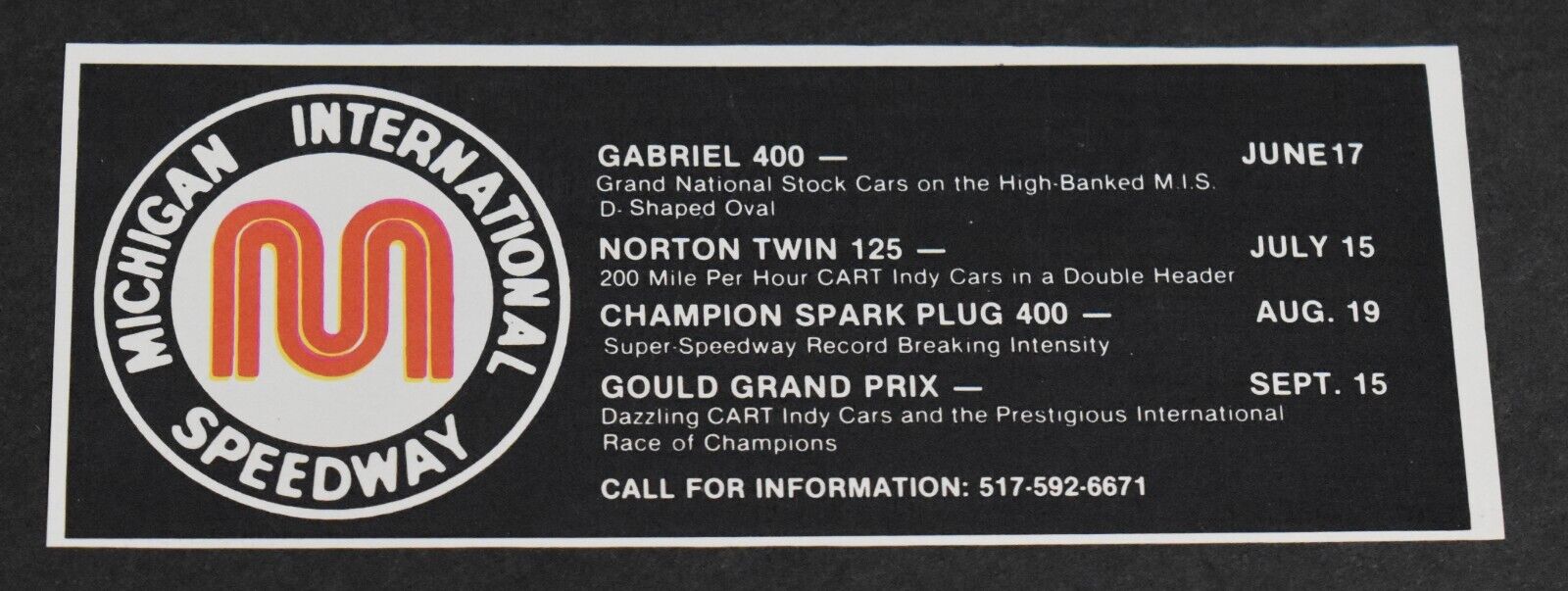 1979 Print Ad Michigan International Speedway Stock Cars Indy Gabriel 400 Art