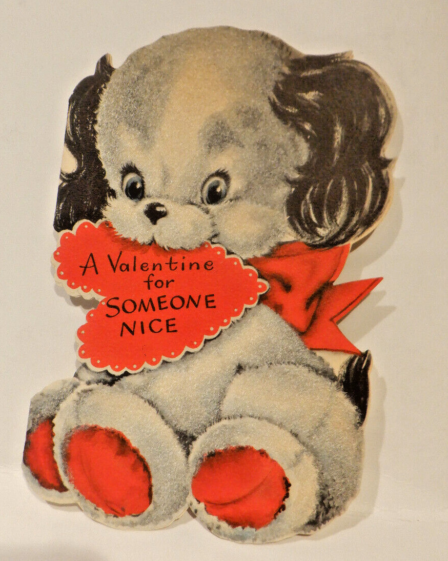 Vintage HALLMARK Valentine\'s Day card Puppy A VALENTINE FOR SOMEONE NICE