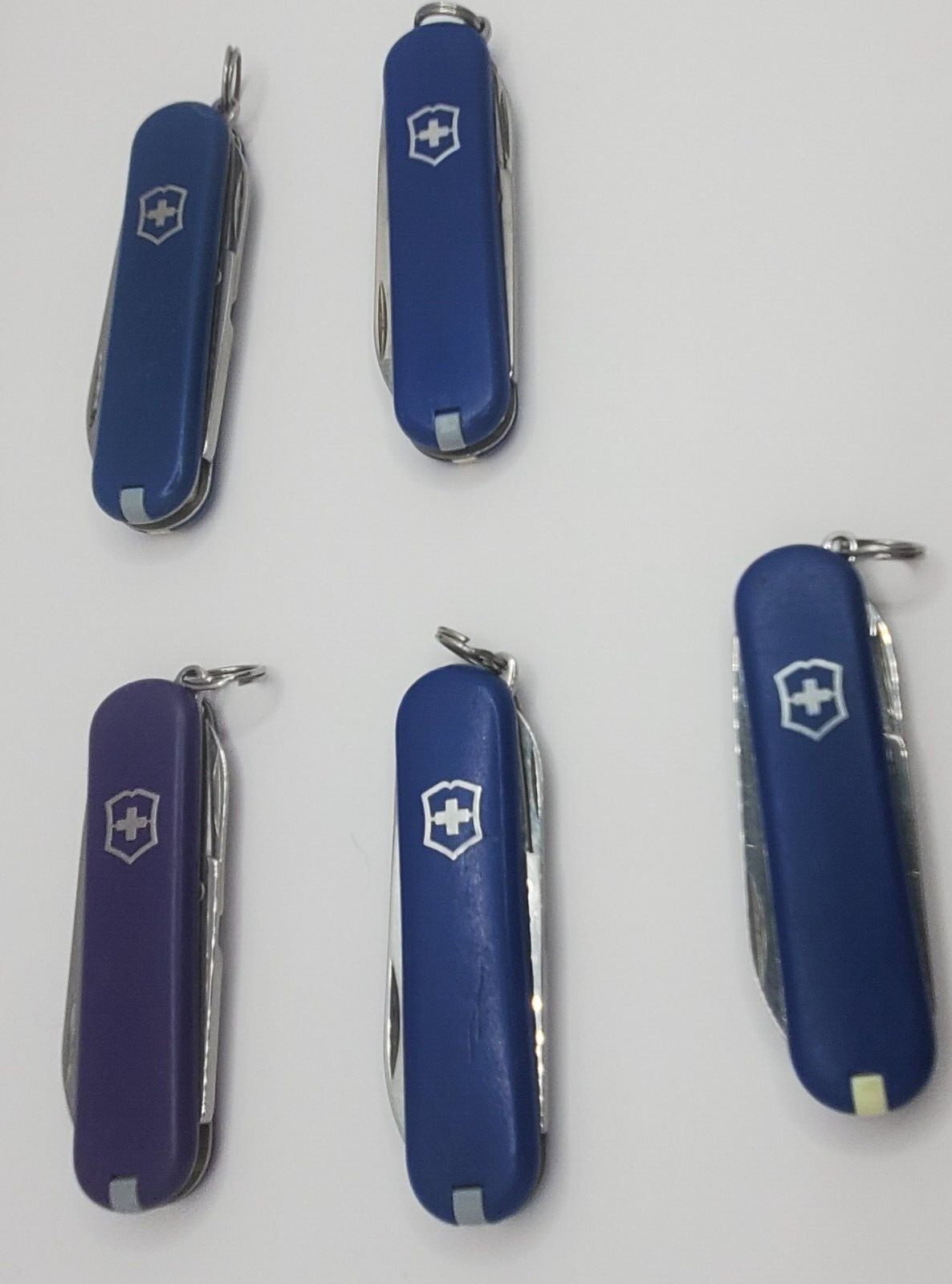 Victorinox Swiss Army Knife Lot of 5 Classic SD Blue Color  Pocket Knife USED
