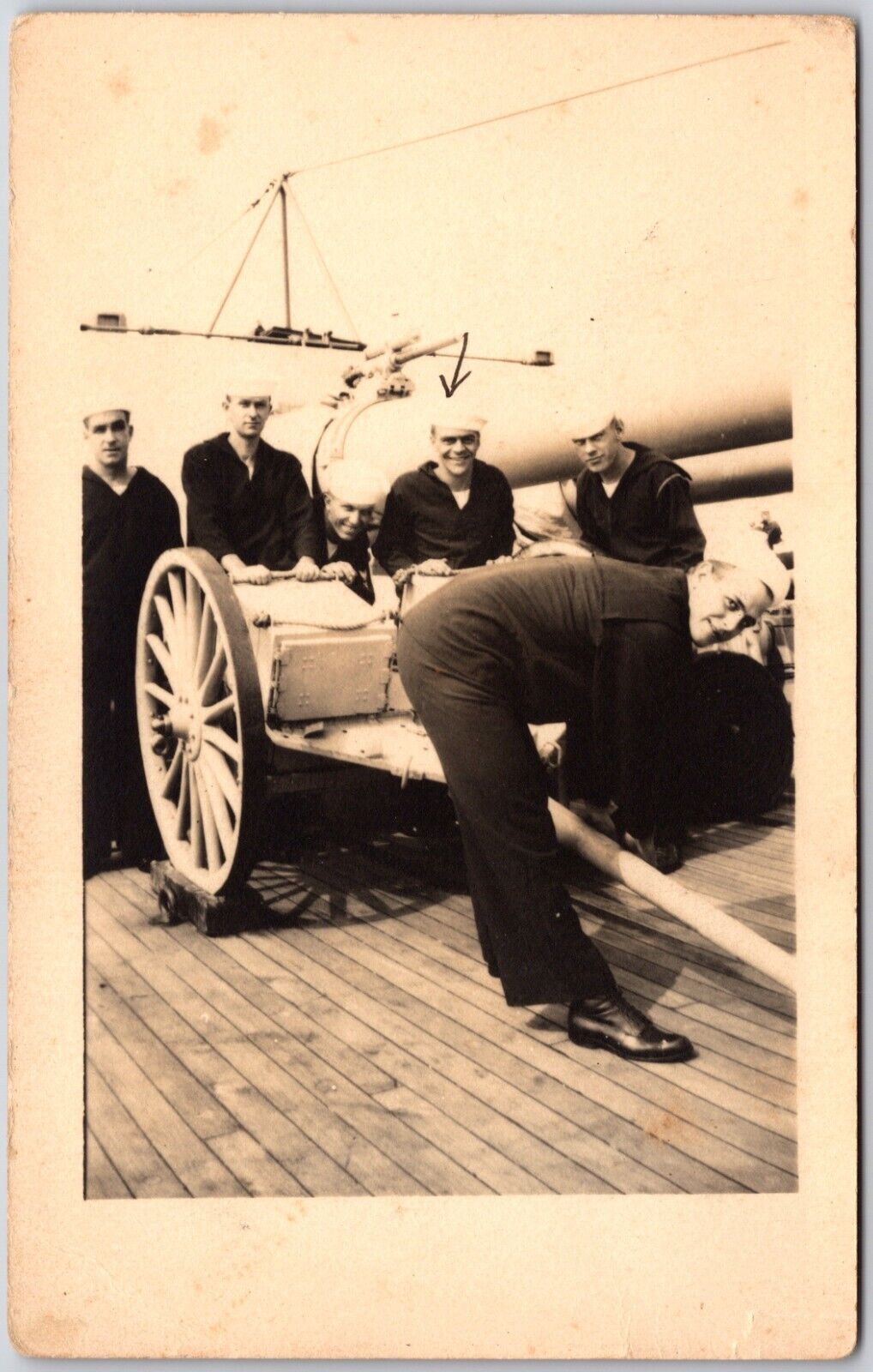 Sailors On A Ship World War II Comedic Funny Real Photo Rppc Postcard
