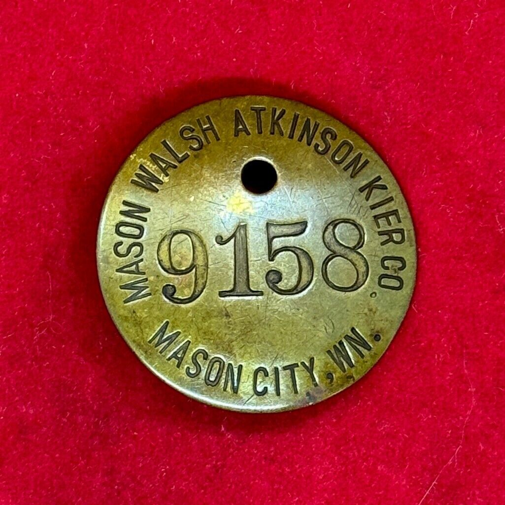 Mason Walsh Atkinson Kier Co - Employee Badge - Mason City, WN - Metal - Vintage
