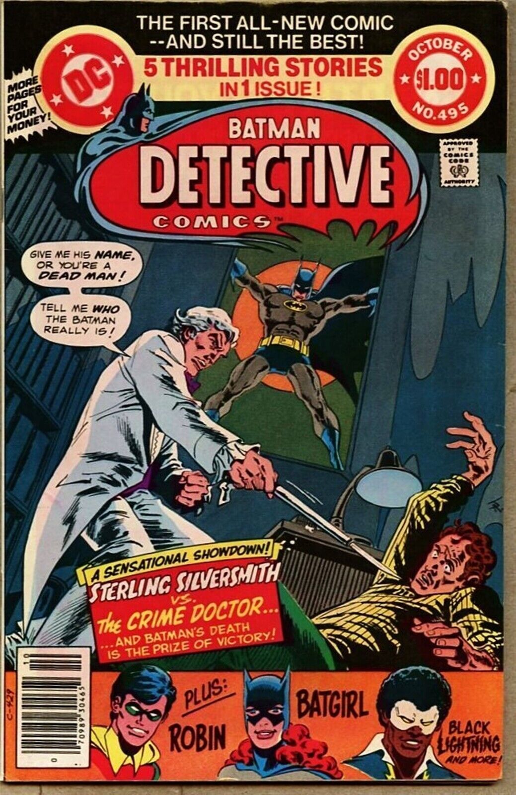 Detective Comics #495-1980 fn/vf 7.0 Giant Size Batman Robin Black Lightning  Ma