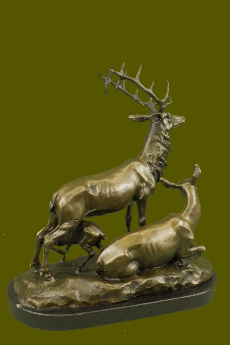 Elk Stag Buck Deer Wildlife Art Cabin Lodge Sportsman Bronze Marble Statue Decor