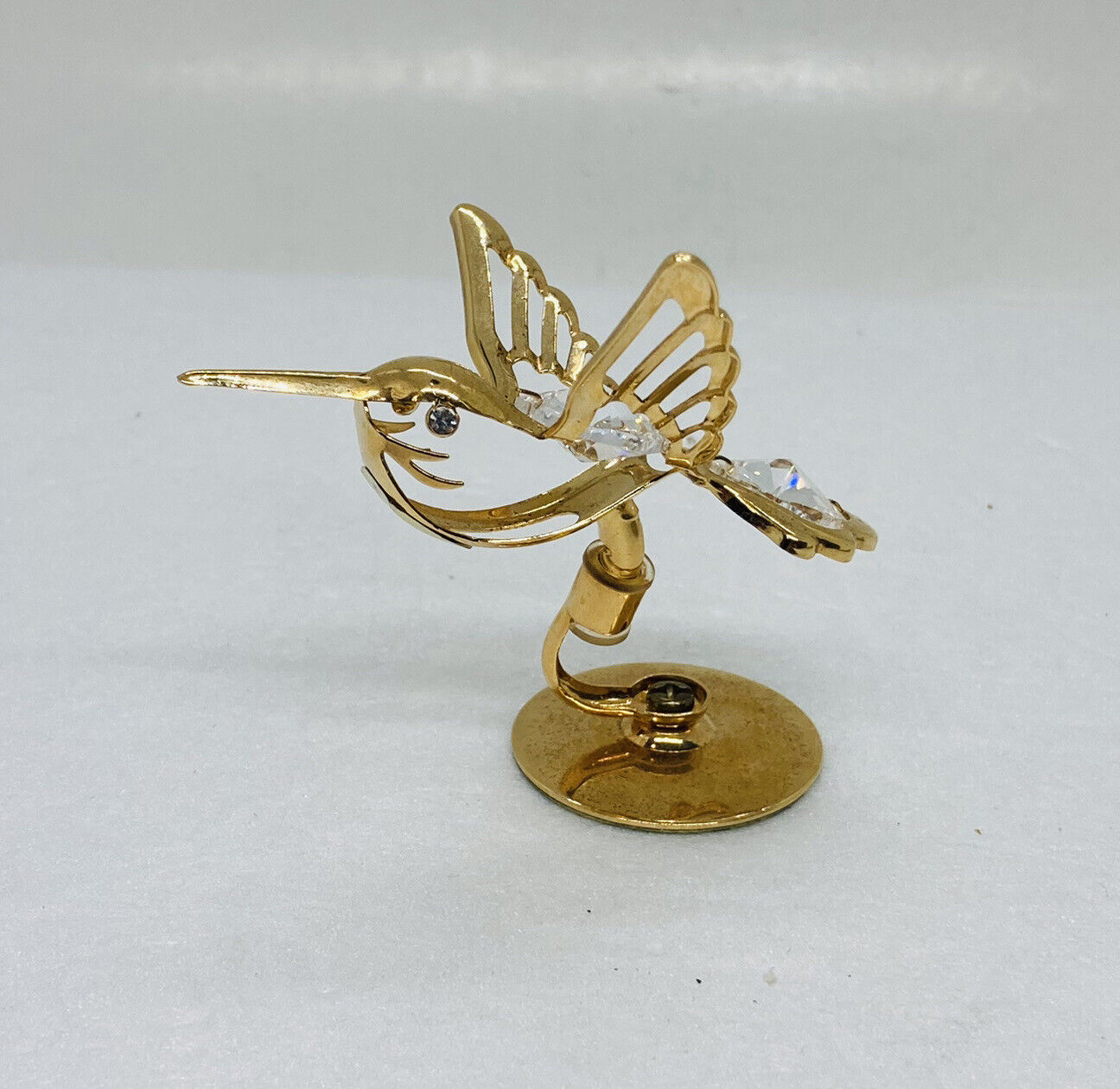 Vintage Mascot Intl. Hummingbird 24k Gold Plated Austrian Crystals Art Decor 1