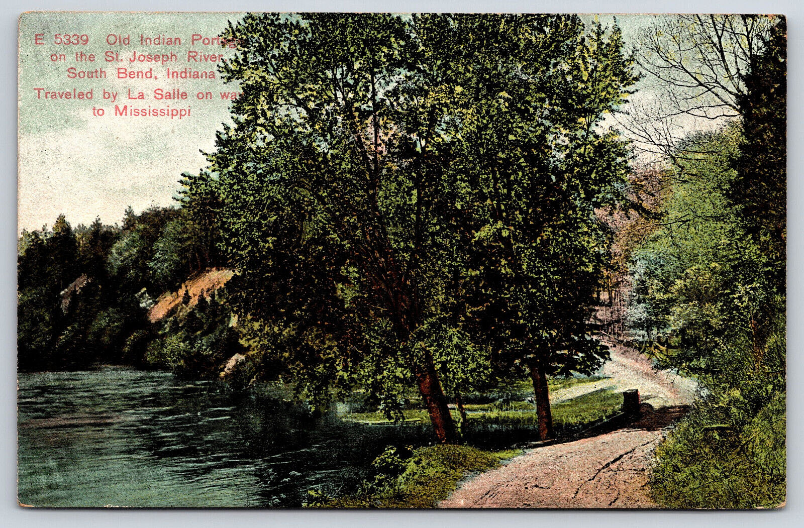 Original Vintage Antique Postcard Old Indian Port St Joseph River South Bend, IN