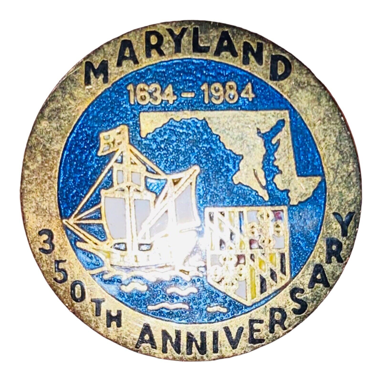 Vintage 1984 Maryland 350th Anniversary Lapel Hat Pin 1634-1984  562