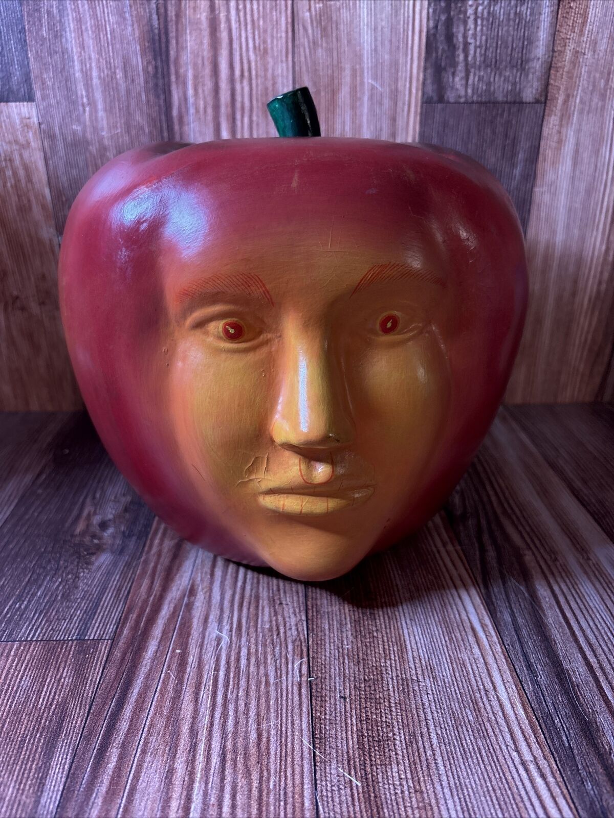 Vintage MCM Large Anthropomorphic Apple Face Home Decor Rare  🍎