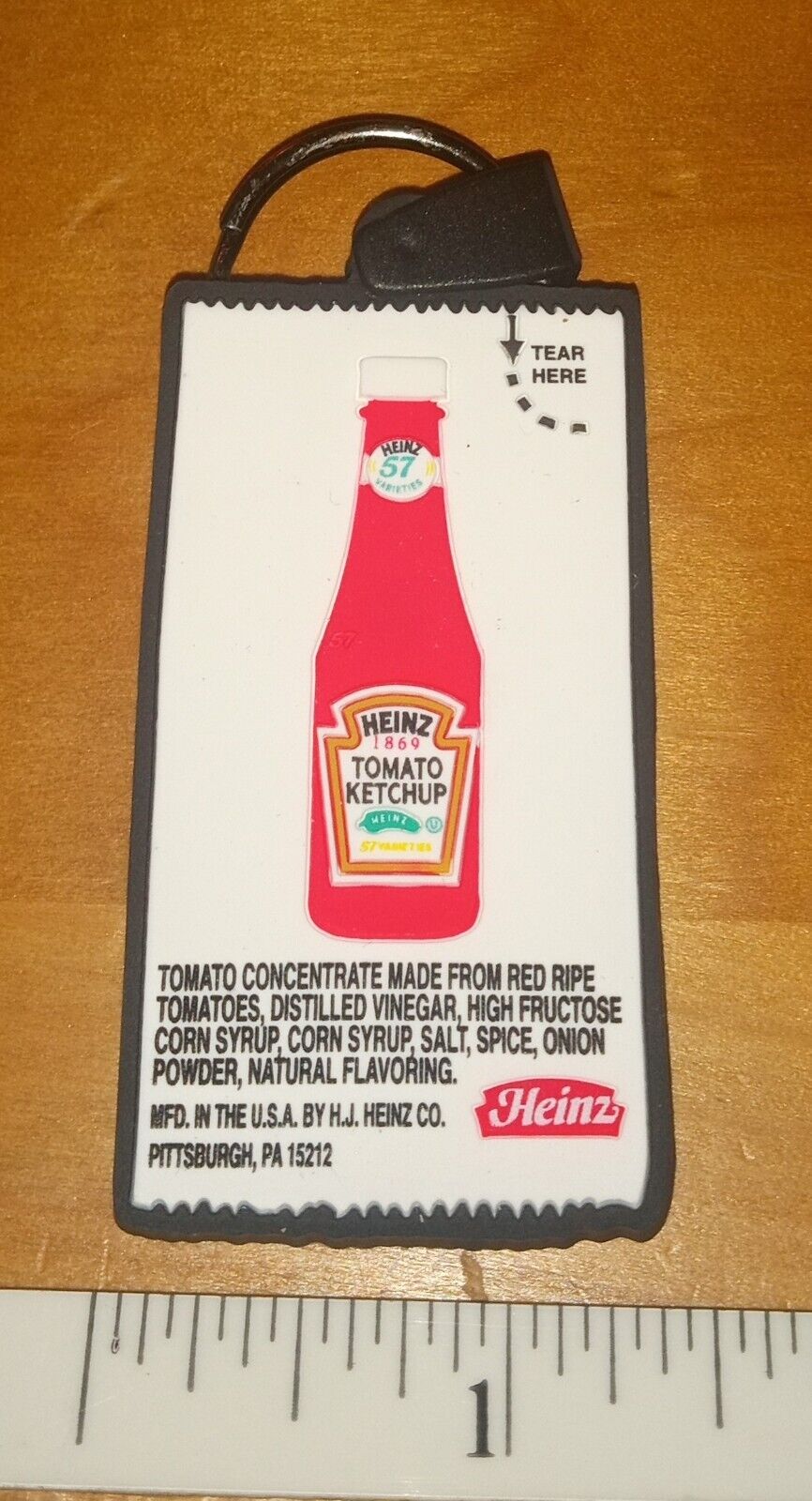 NOS Early 2000s Promotional Heinz Ketchup Bottler Rubber Keychain Pittsburgh PA