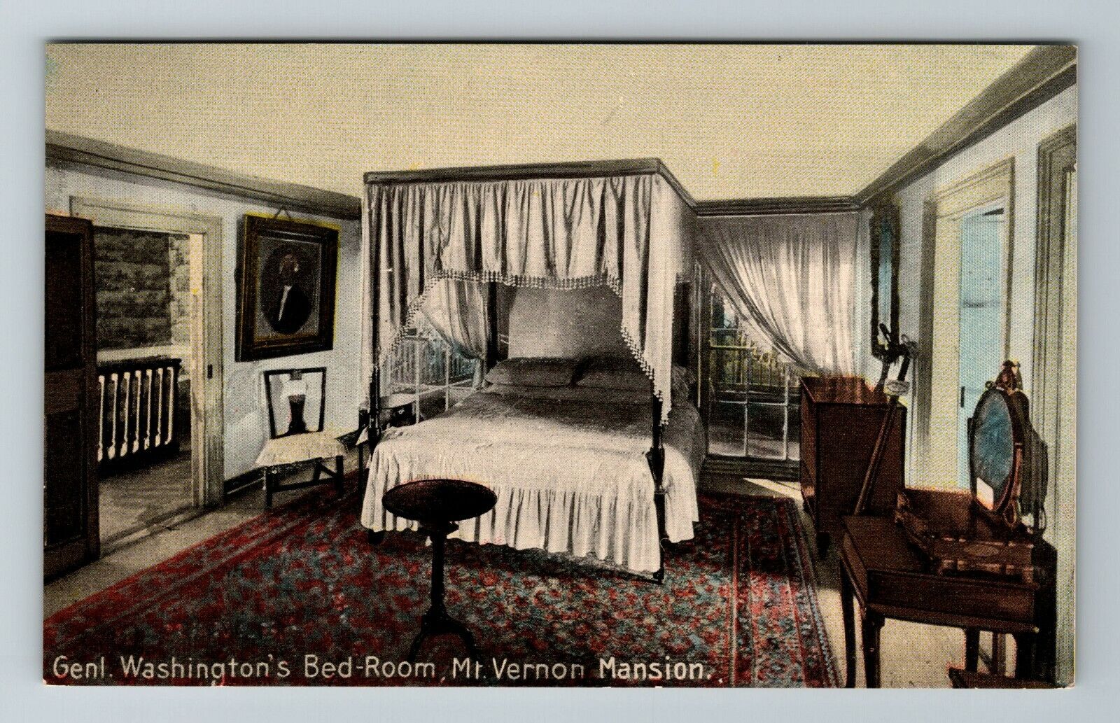 Mt Vernon VA-Virginia, General Washington\'s Bedroom, Mansion, Vintage Postcard