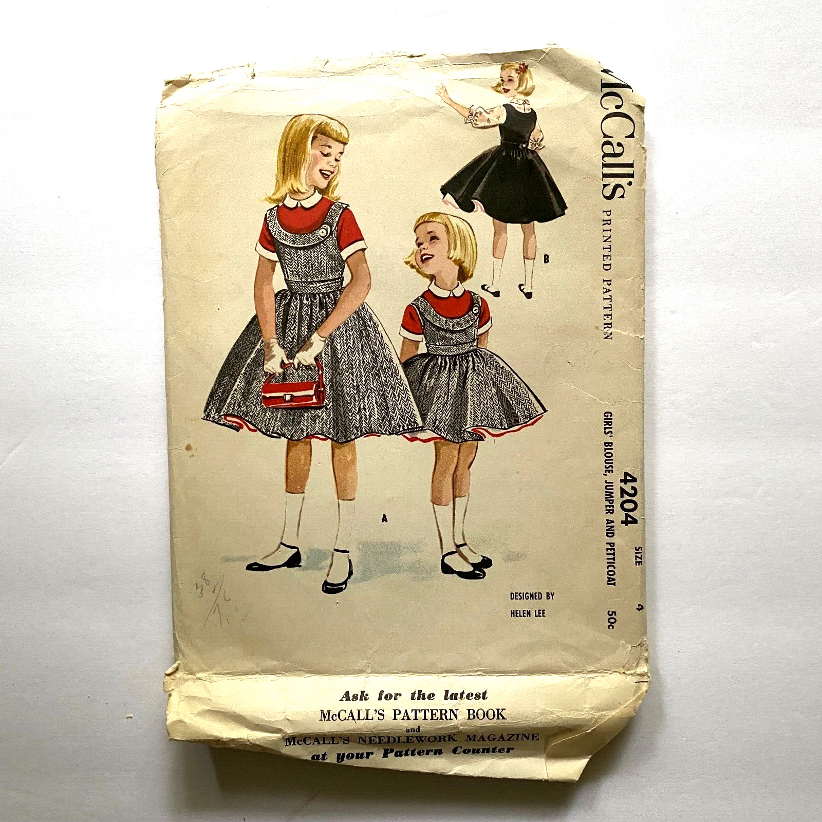 Vintage 1957 McCalls Sewing Pattern 4204 Helen Lee Girls Jumper Petticoat Sz 4