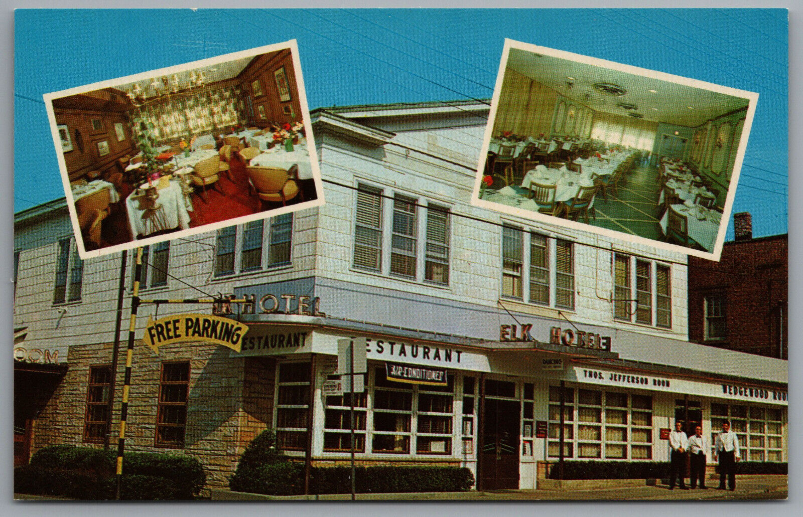 Port Jefferson NY Elk Hotel Restaurant 201 Main Street c1960 Postcard