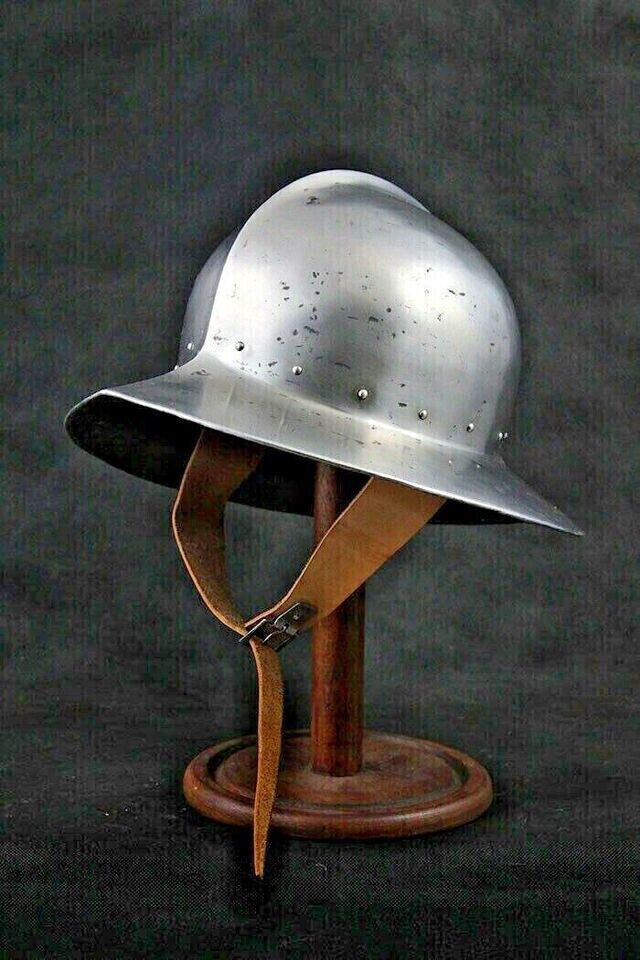 Medieval 18 Gauge Steel Medieval Blackened Kettle Hat Helmet Reenactment Costume