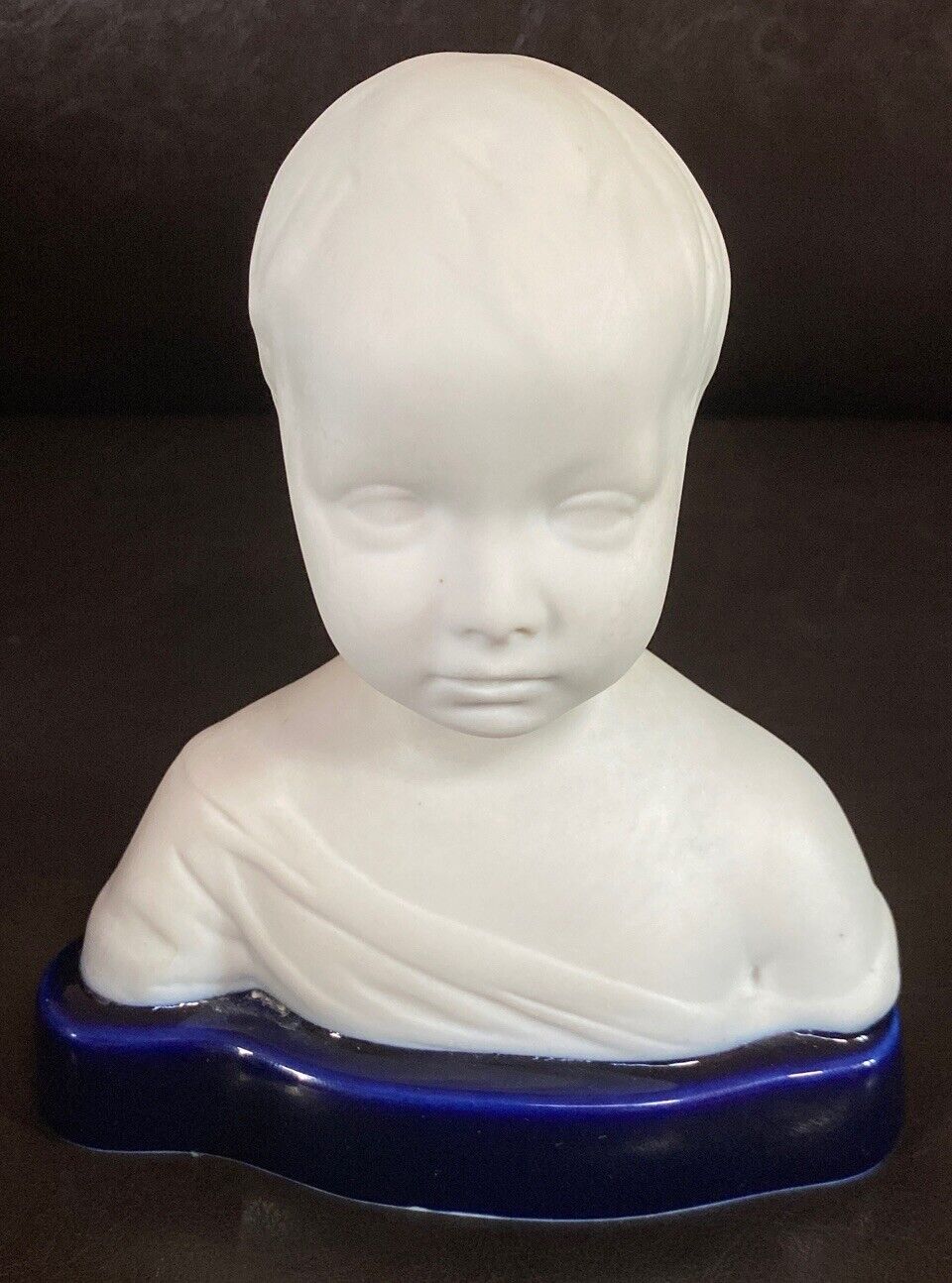 Tharaud Limoges Porcelain Bisque Child Bust Signed Blue Base