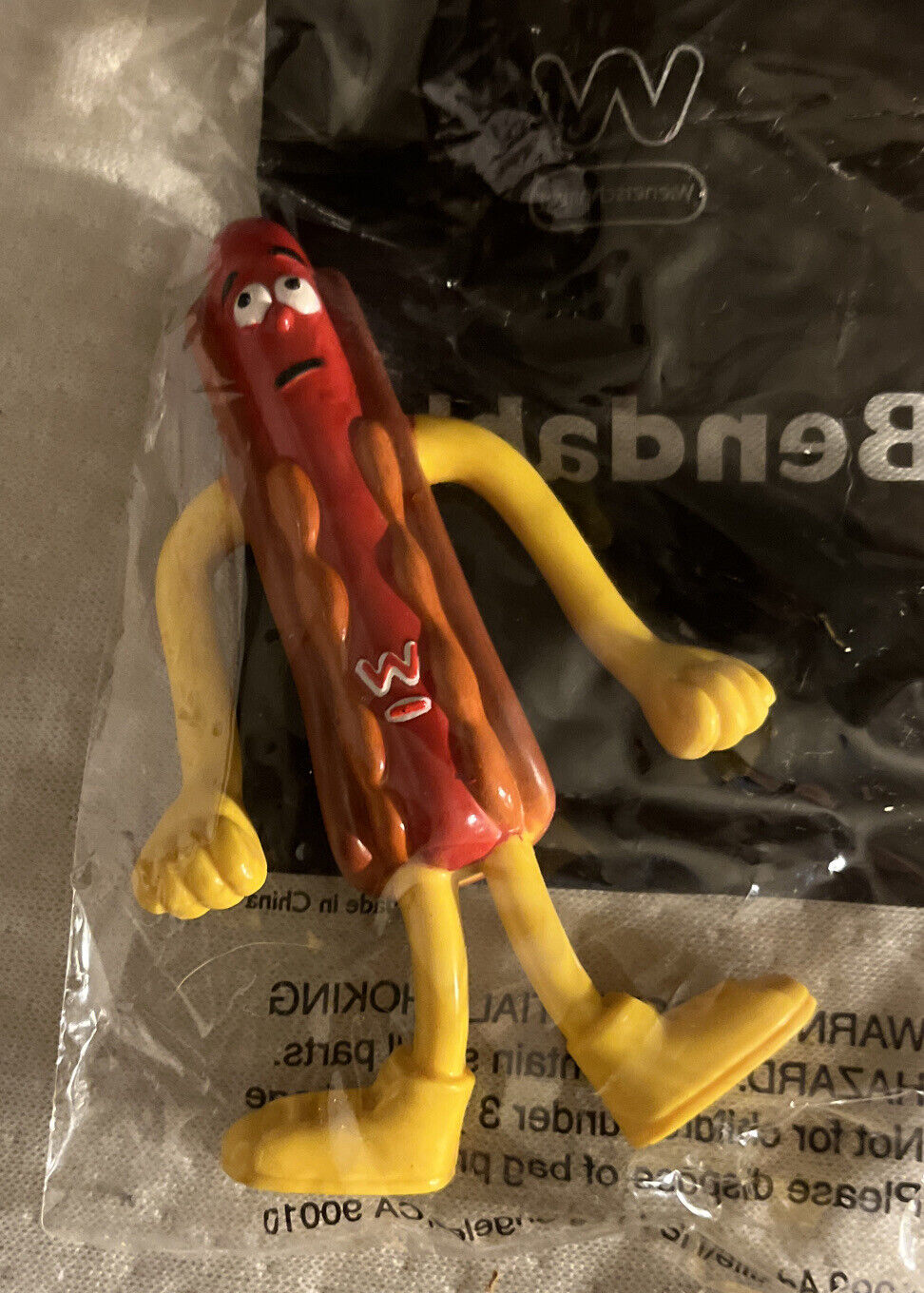 Wienerschnitzel Bendable Hot Dog In A Bun 1999/ Kids Meal / Sealed In Package