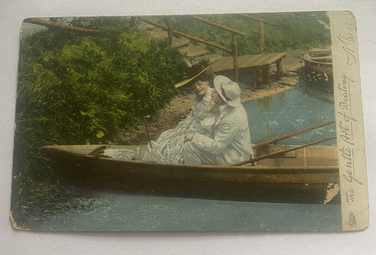 Vintage Tuck\'s Postcard c1908 ~ Gentle art of Boating, Couple dressed in white