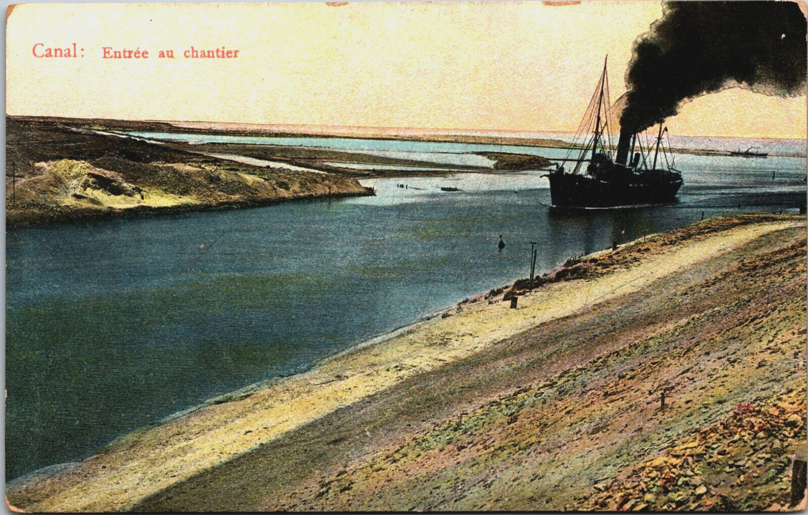 Egypt Canal Entrée au chautier Vintage Postcard B153