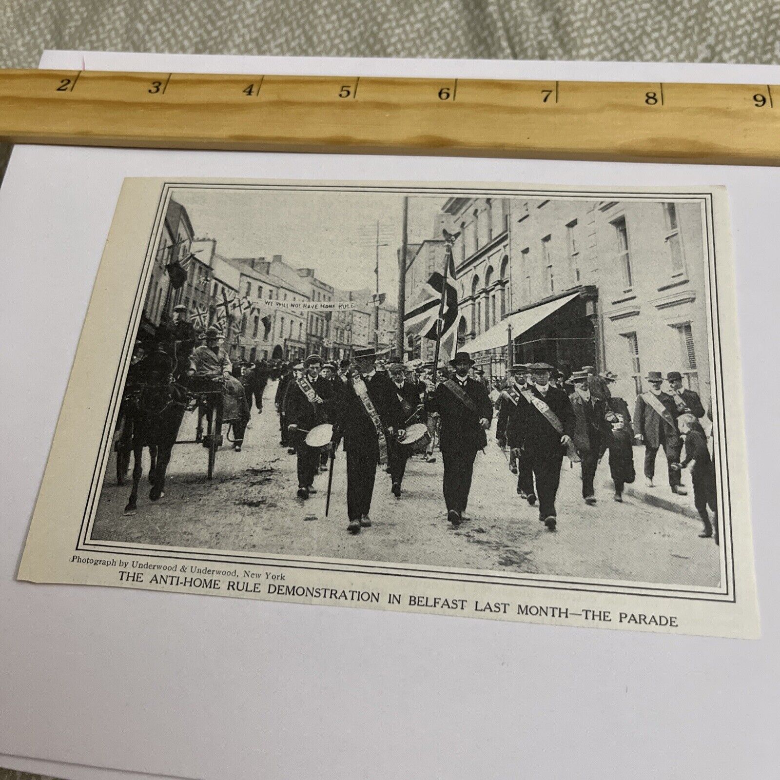 Antique 1912 Clipping: Anti-Home Rule Demonstration Belfast Ireland Parade
