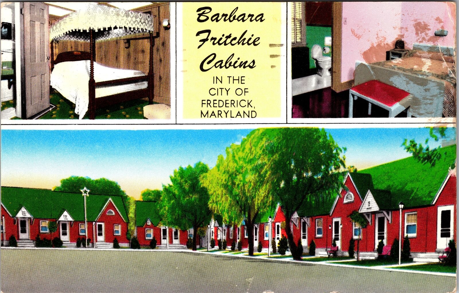 Frederick MD-Maryland, Barbara Fritchie Cabins, Vintage Postcard