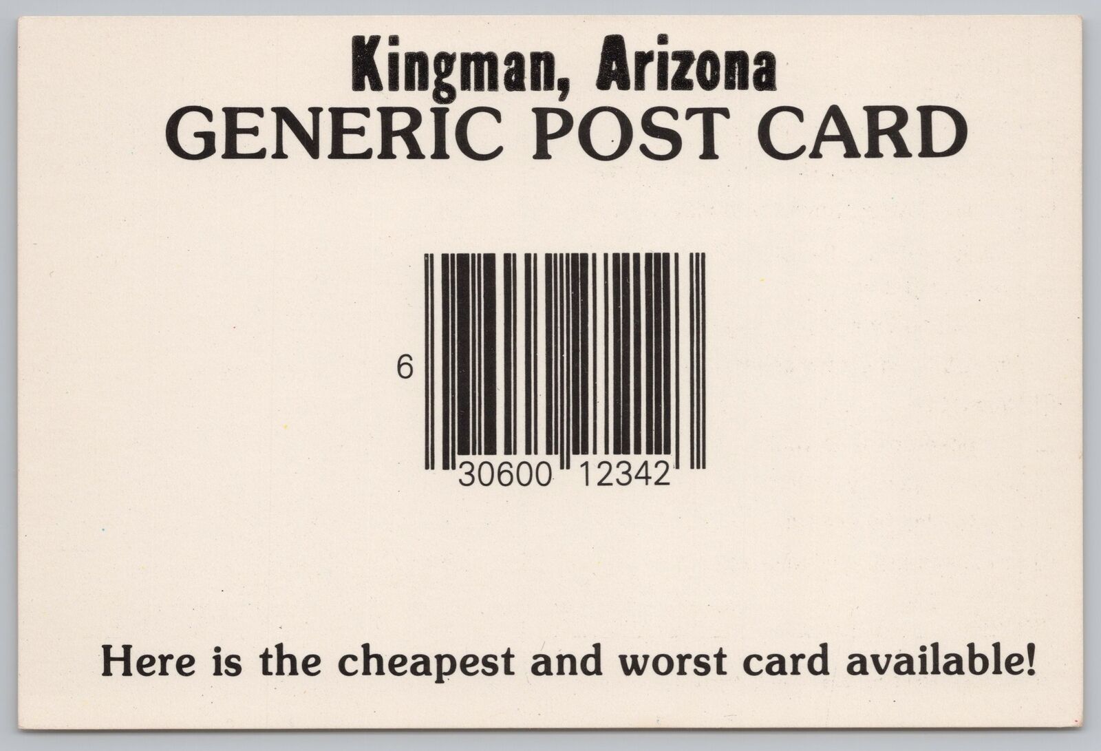 State View~Kingman Arizona Generic Postcard & Bar Code~Continental Postcard