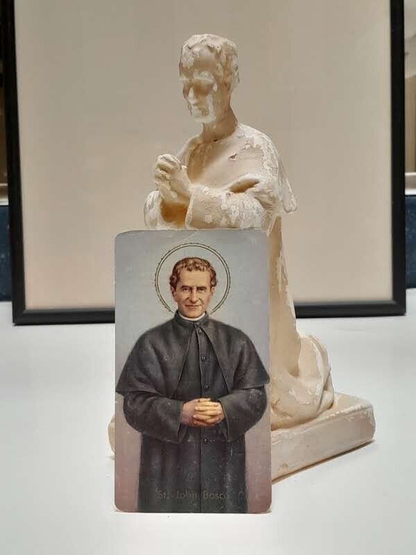VTG Antique Statue St. Don Bosco Figurine Saint Father Plaster Religious