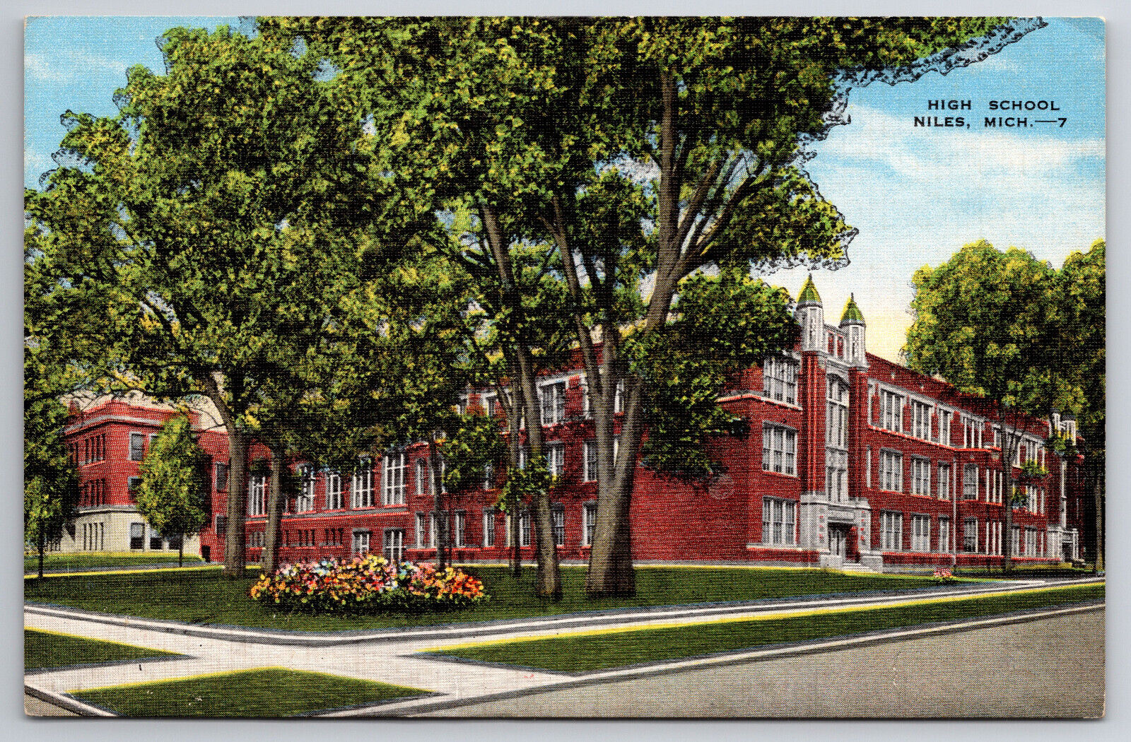 Vintage Postcard High School Niles Michigan