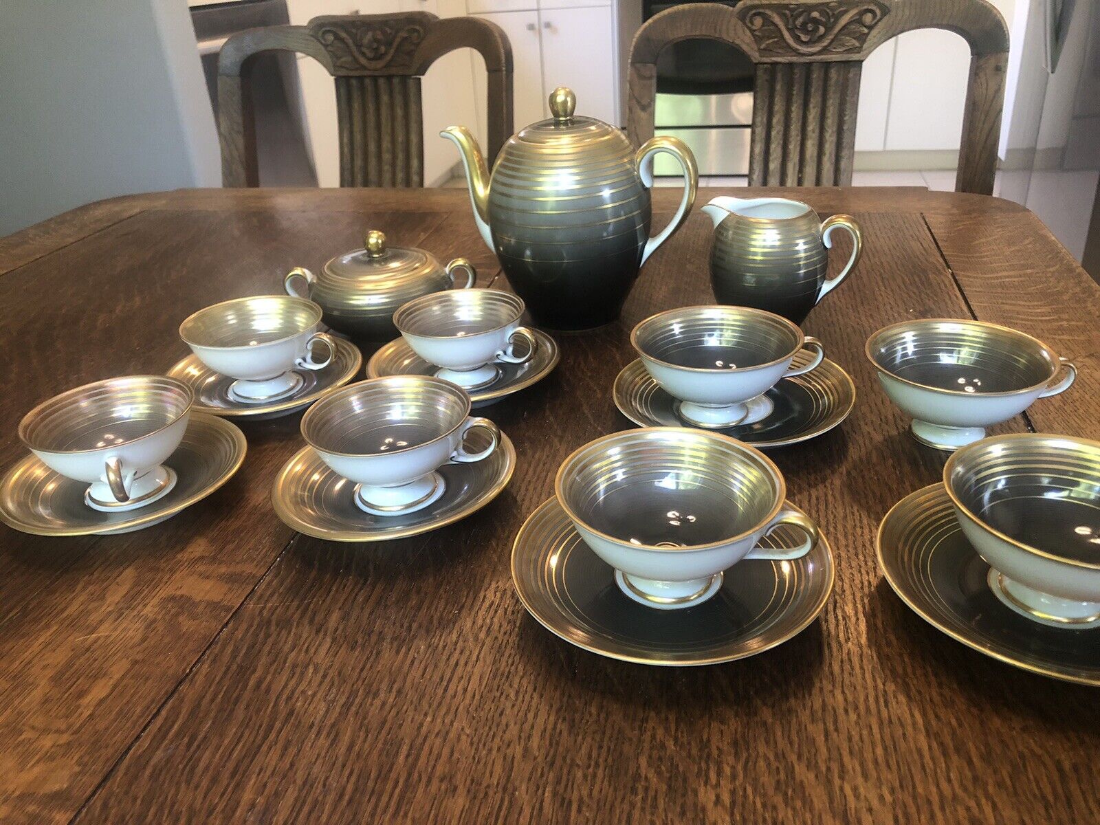 Rare Furstenberg Germany Art Deco Demitasse Mocha Coffee Tea Set