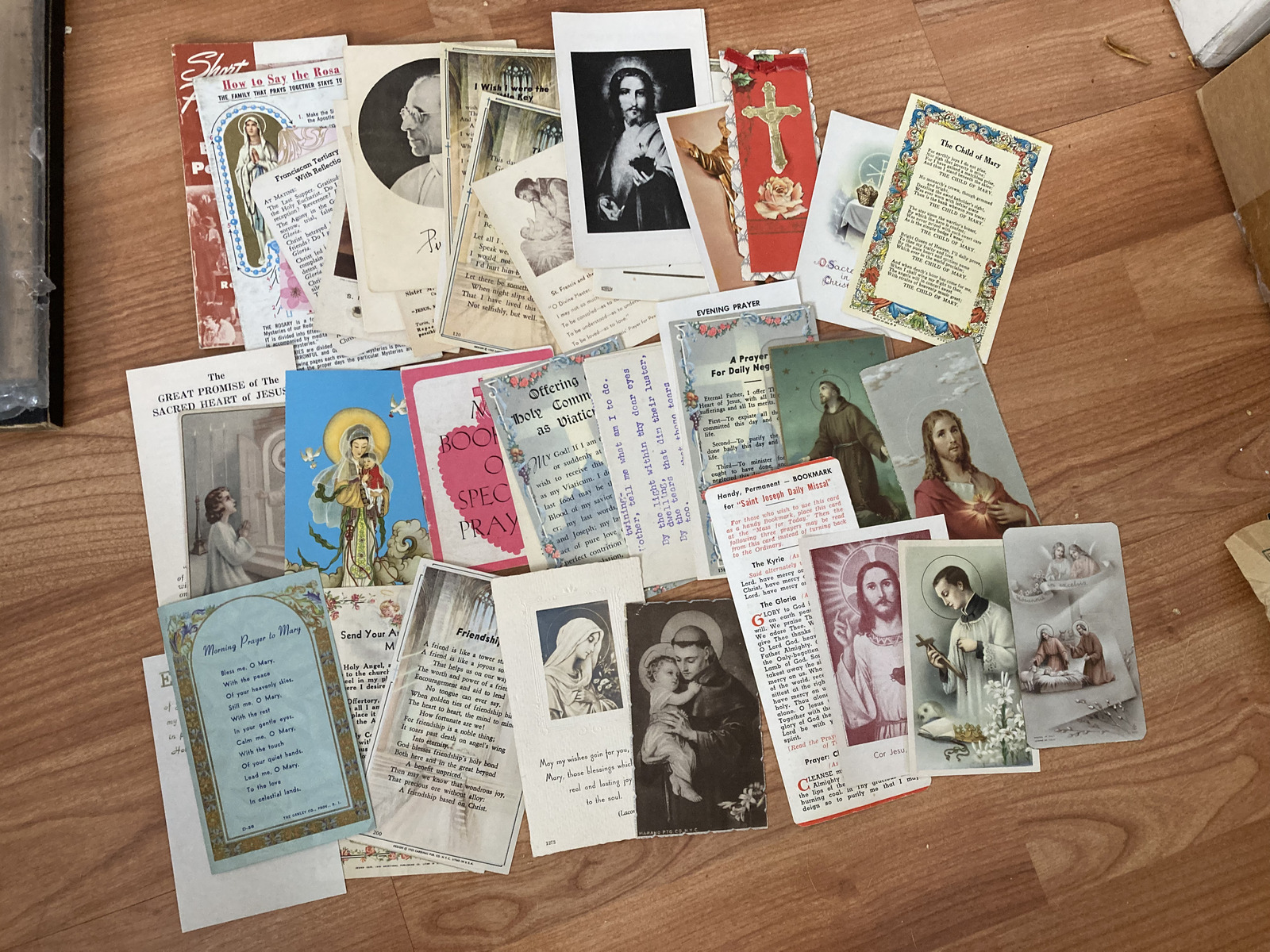 VINTAGE 1940s 1950s Catholic Religious Prayer Cards Ephemera Lot of 46 Pieces