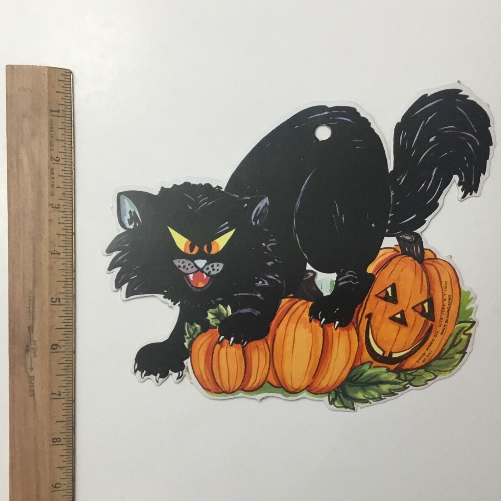 Fun World Halloween Die Cut Decor Cardstock Double Sided Black Cat Pumpkin Vtg