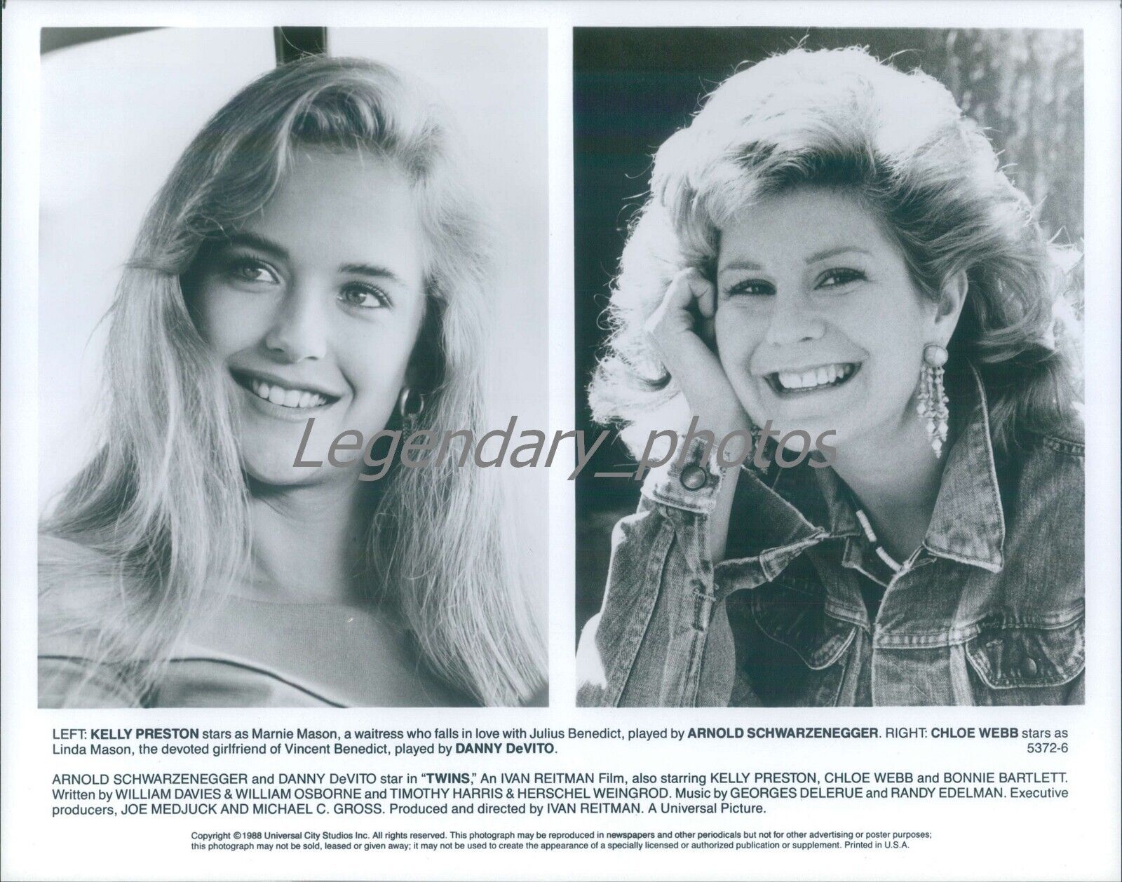 1988 Kelly Preston and Chloe Webb in Twins Original News Service Photo