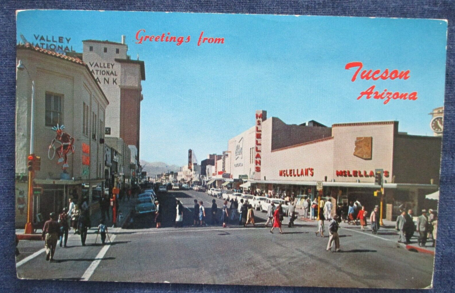 1959 Tucson Arizona Downtown Street Scene Postcard & Cancel
