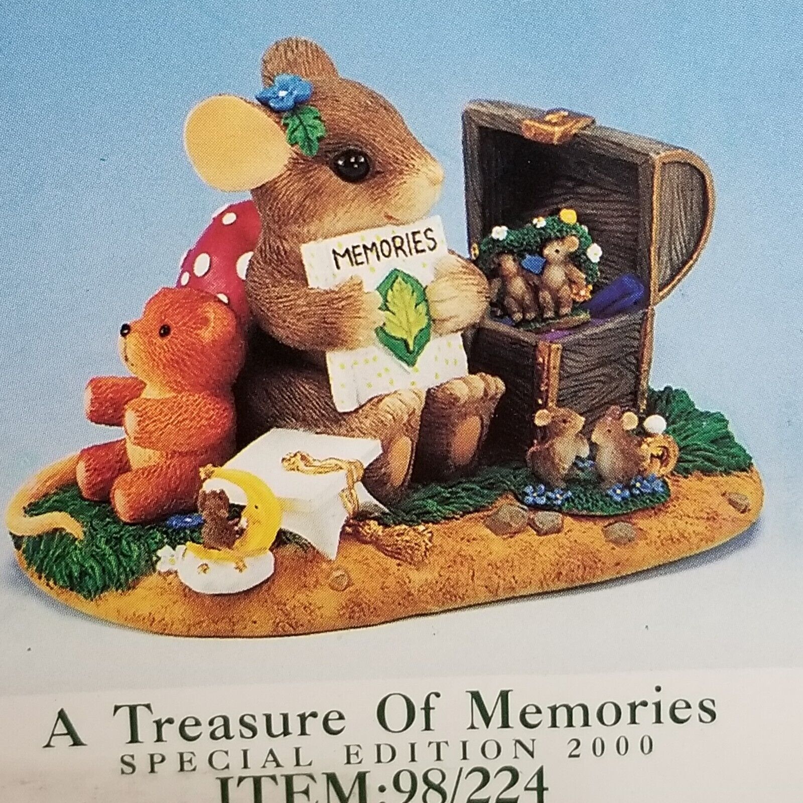 Vtg 2000 Charming Tails Figurine A Treasure Of Memories Special Ed Fitz & Floyd