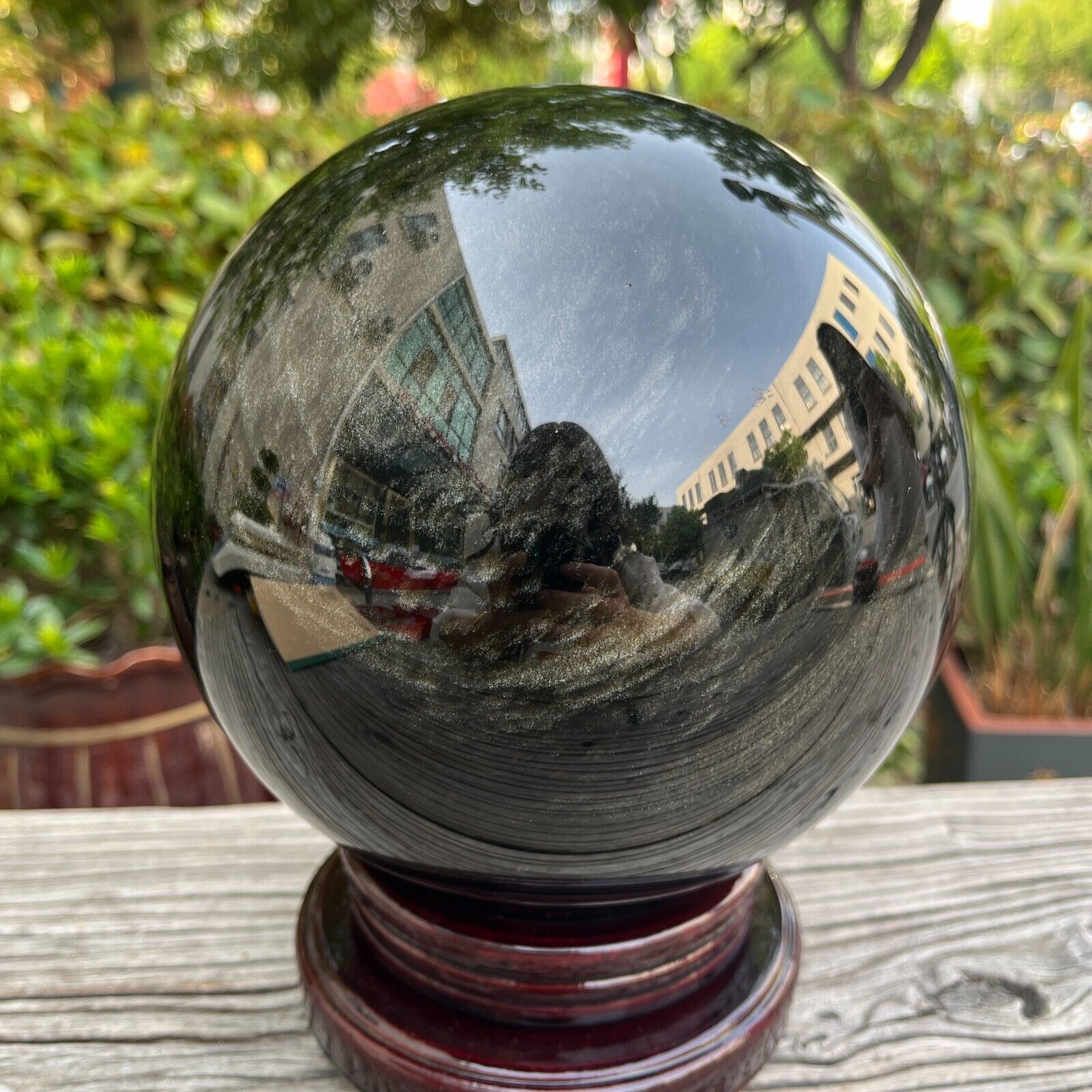 16.7LB 7\'\' Large Natural Golden Obsidian Sphere Quartz Crystal Rock Energy Ball
