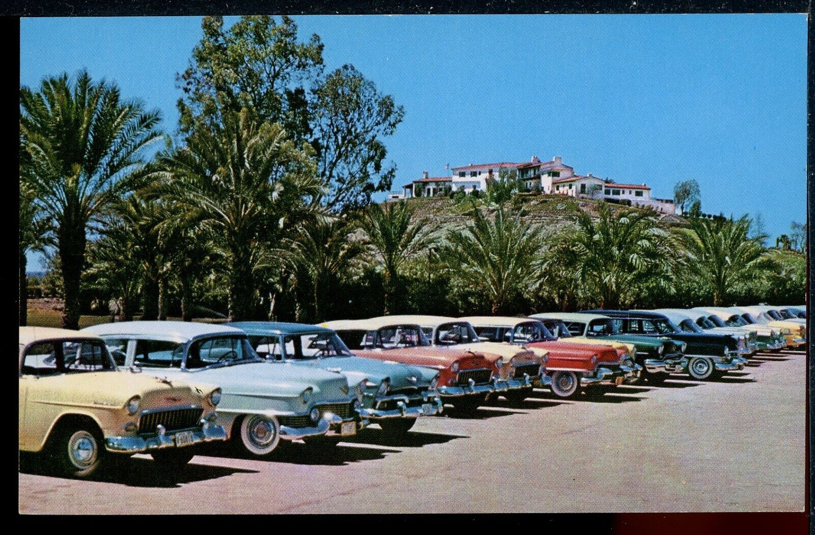 1950s Vintage Phoenix AZ Wrigley Home Street Scene Many Old Cars Postcard SV1