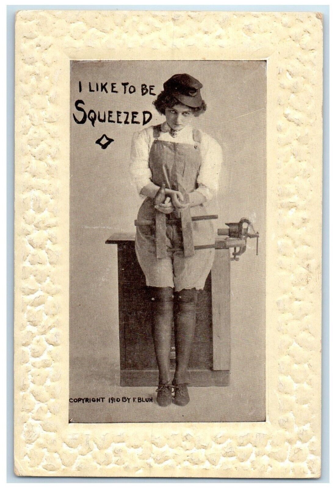 1910 Angry Girl I Like To Be Squeezed Embossed Nokomis lllinois IL Postcard