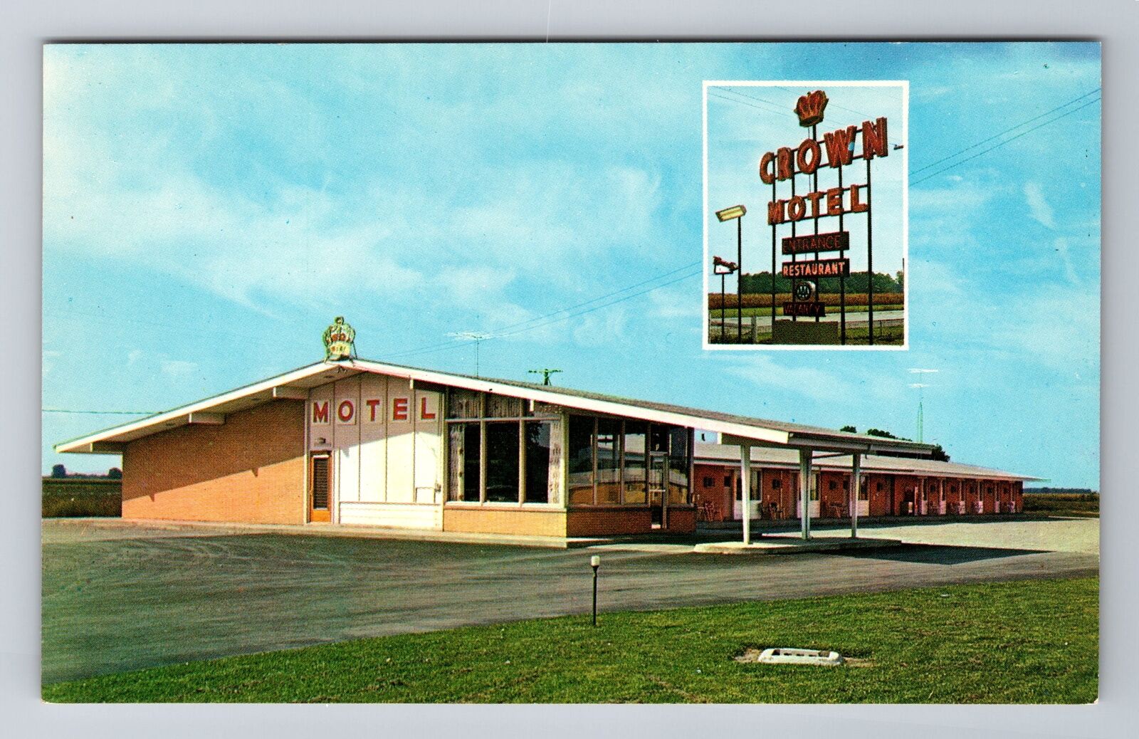 Milan OH-Ohio, Crown Motel, Advertising, Antique Vintage Souvenir Postcard