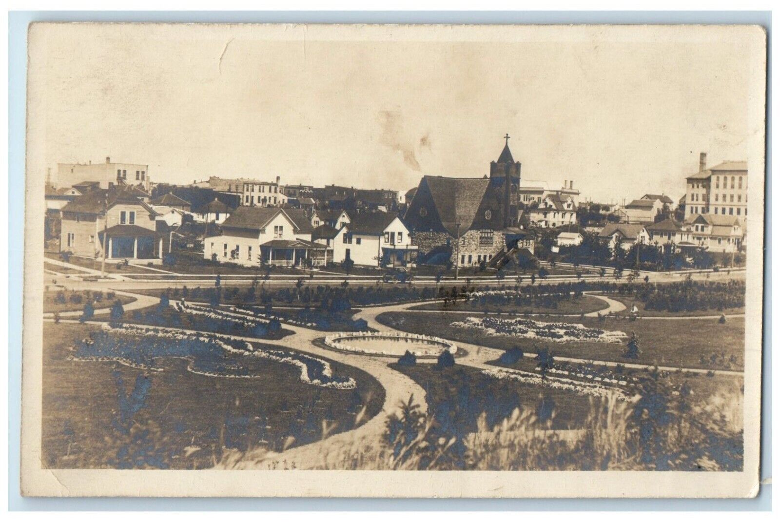 c1910\'s Houses Church Scene Coleraine Minnesota MN RPPC Photo Antique Postcard
