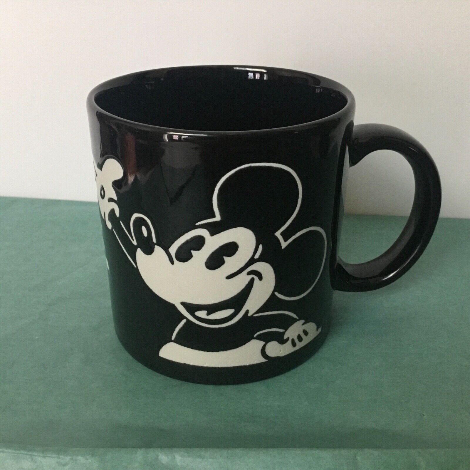 Vintage Disney Mickey Mouse Steamboat Willie Coffee Mug Black & White 12oz