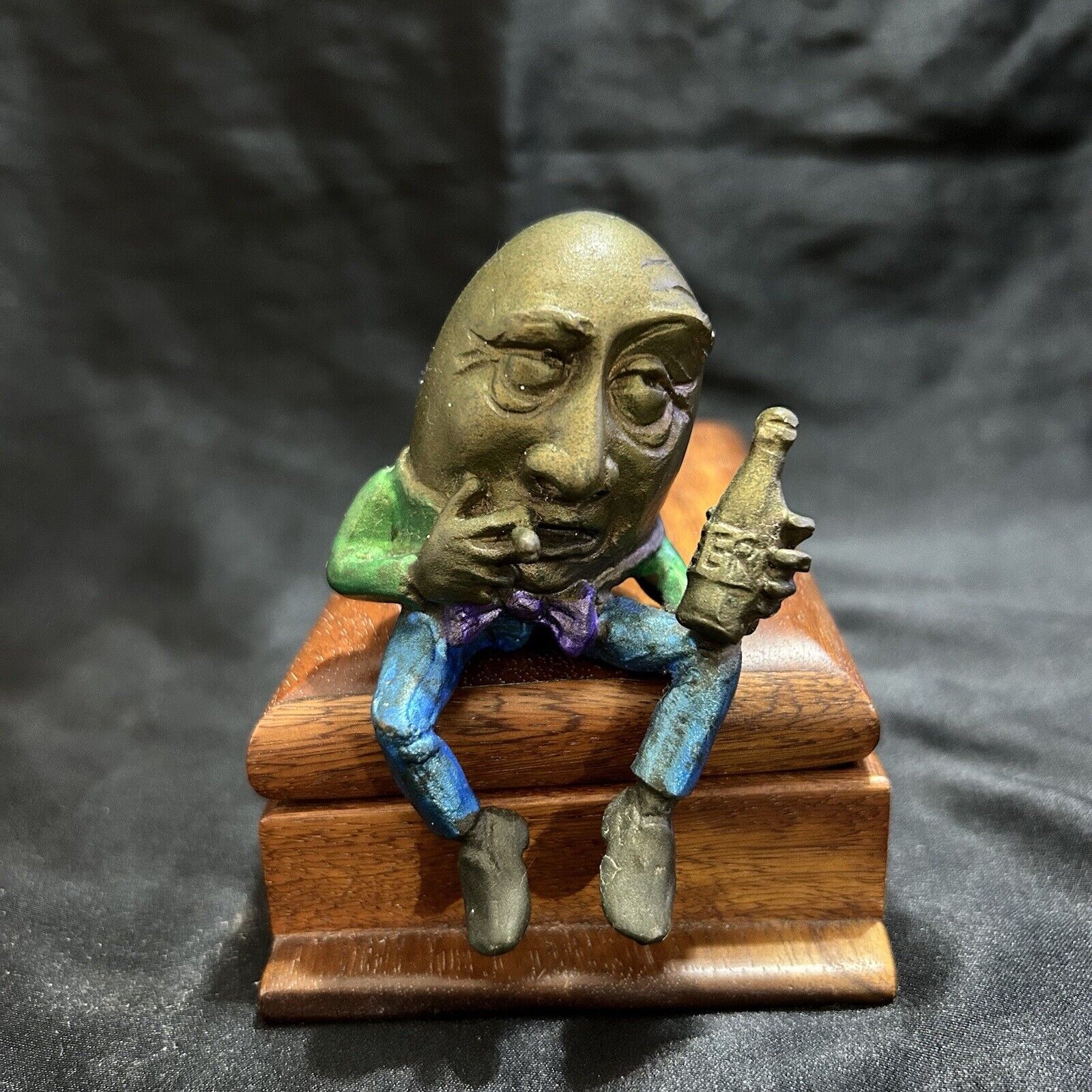 Humpty Dumpty Drunken Egg Bronze Figurine Cigarette Kimber Fiebiger Sculpture
