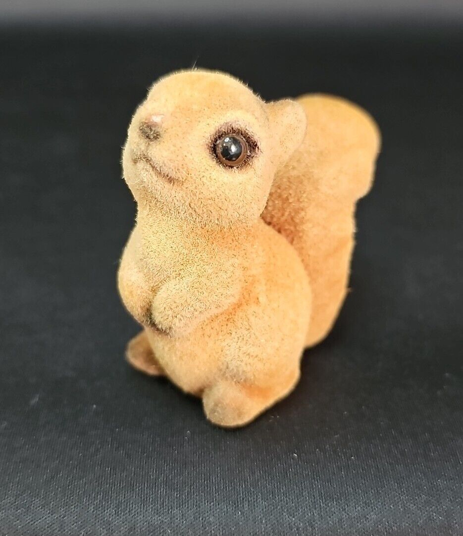 Vintage 1970s Joseph Originals Flocked Squirrel Fuzzy Miniature Japan