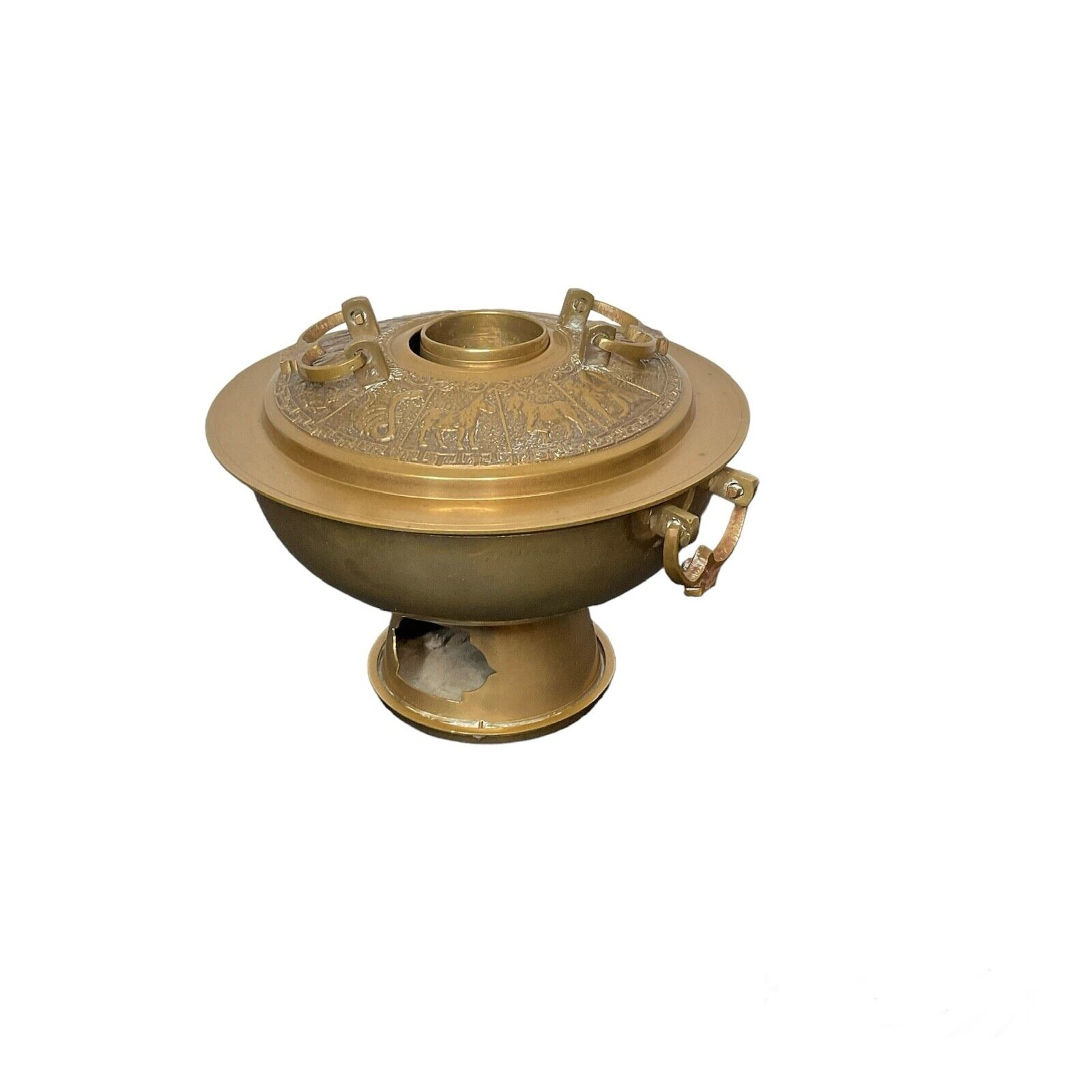 Antique Copper/Brass Chinese Zodiac Cover Hot Pot Fondue