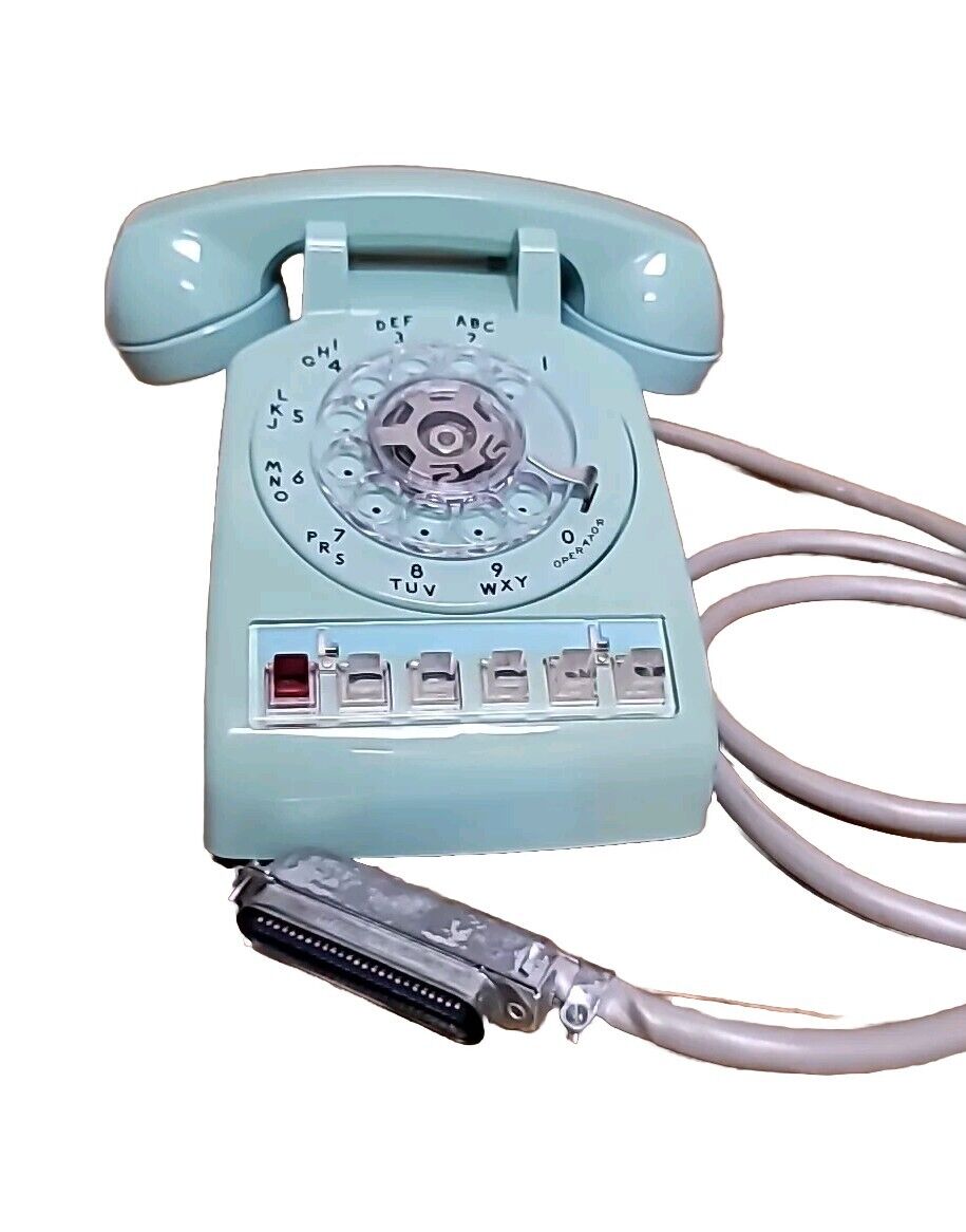 Vintage ITT 6 Lines Rotary Dial Desk Phone Telephone Blue  - Multi-Line