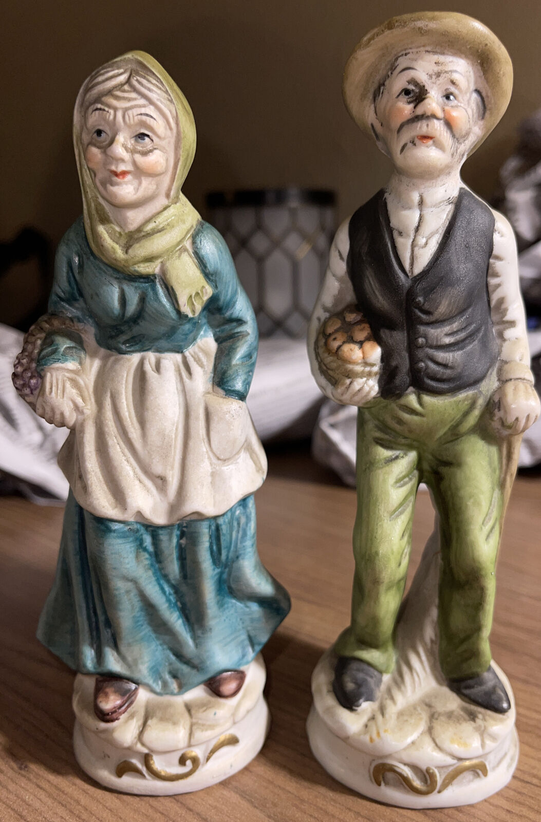 Vintage Old Man & Woman FBIA Fine Porcelain 