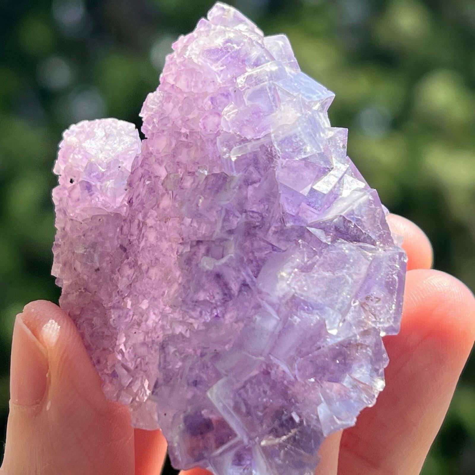 Yaogangxian Purple/Blue Fluorite Cubes on Quartz Crystal Point -- from China