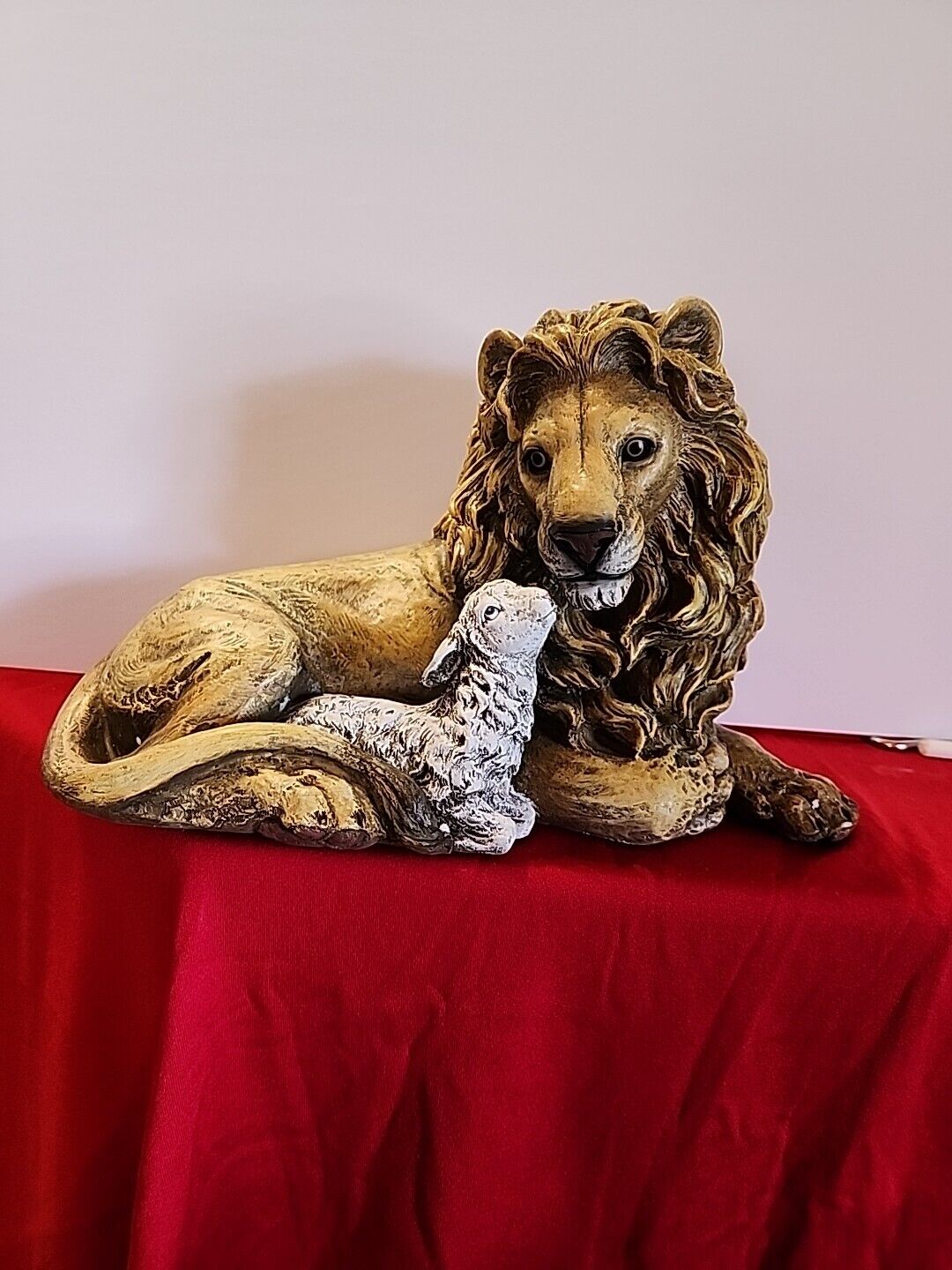 Joseph Studio Lion and Lamb Laying Together Religious Christmas Figurine