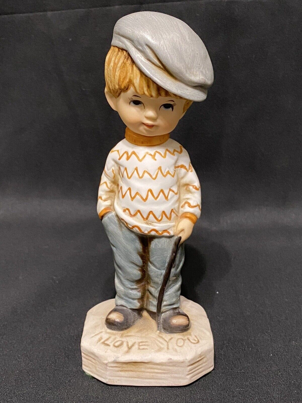 Vintage 1971 Gorham Moppets 6” Boy In Hat “ I Love You” Figurine Statue