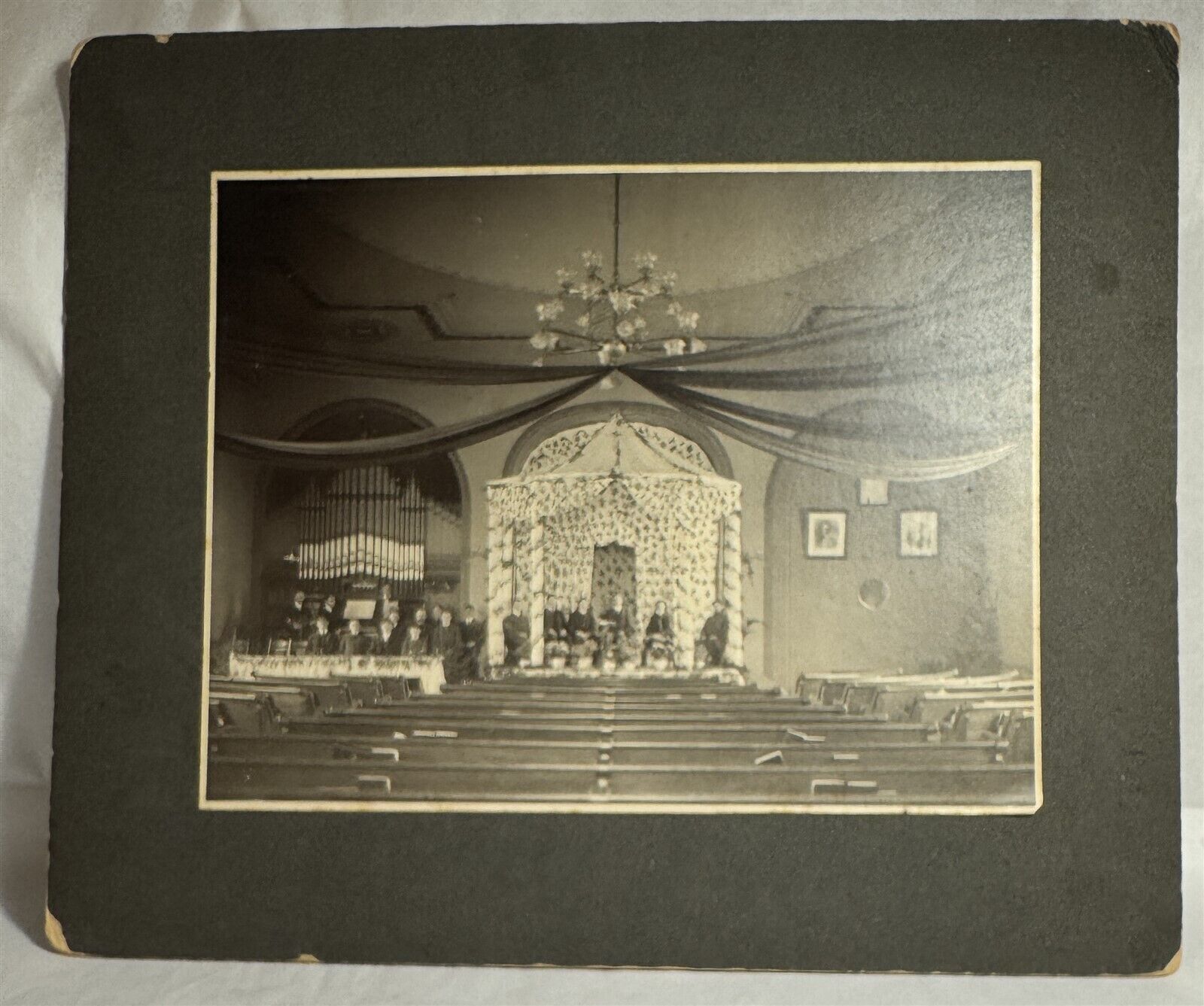 Antique Cabinet Photo Belfast Maine Men\'s Baptist Church Choir & Minister ME 