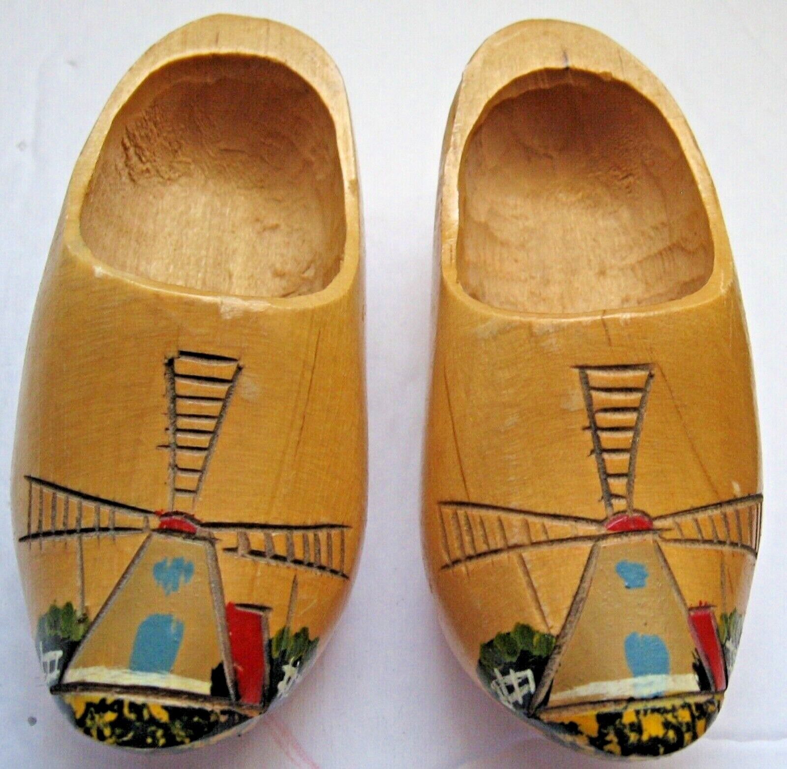 Vintage Wooden Shoes Small Clogs Windmills 