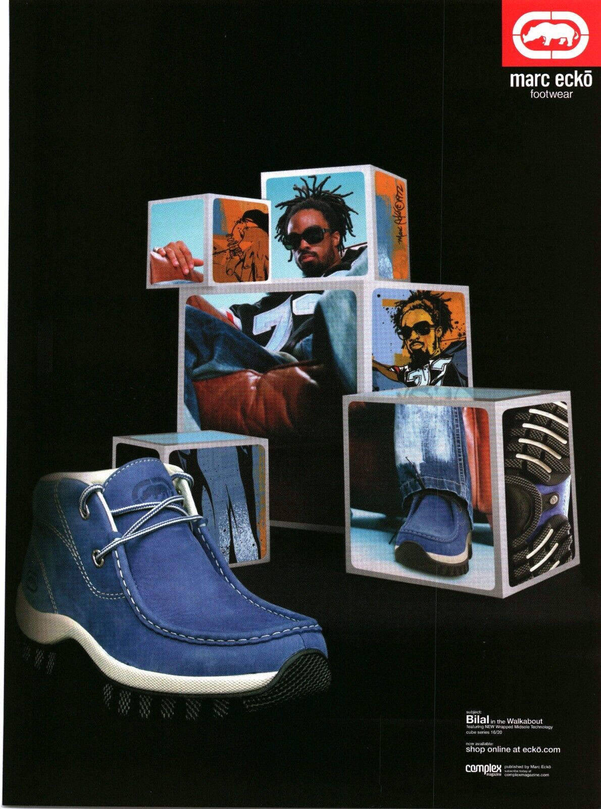 2002 VINTAGE PRINT AD - MARC ECKO FOOTWEAR AD - BILAL IN THE WALKABOUT AD ONLY